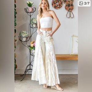 OLI AND HALI WOMENS WIDE LEG LACE JEANS SMALL NWOT